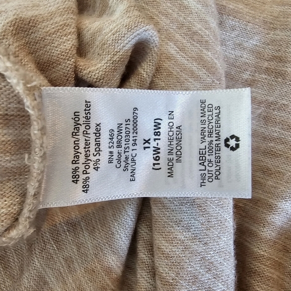 Terra & Sky cream and white striped boxy knit top womens plus size 1x - Picture 7 of 7